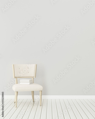 Fototapeta Naklejka Na Ścianę i Meble -  Comfort space in house. White room with armchair. modern interior design. -3d rendering