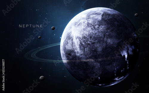 Fototapeta Naklejka Na Ścianę i Meble -  Neptune - High resolution 3D images presents planets of the solar system. This image elements furnished by NASA.