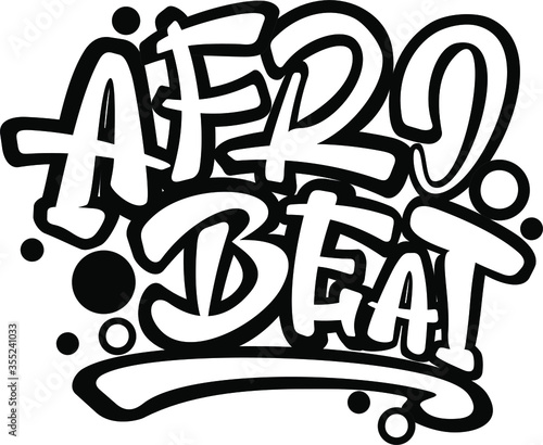 Afrobeat hand drawn lettering. Illustration for postcard, badge, icon, logo, poster, banner, invitation. Template for afro dance events.