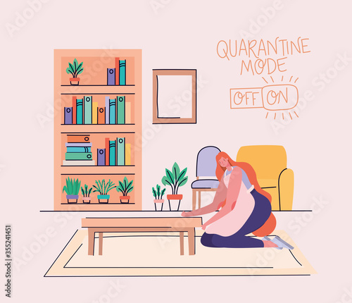 Woman cleaning design of Stay at home theme Vector illustration