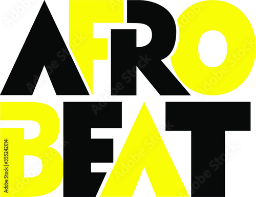 Afro Beat isolated text. Hand lettering illustration made in stylised capital letters. Logo for music and dance event, party, pwrformance. 