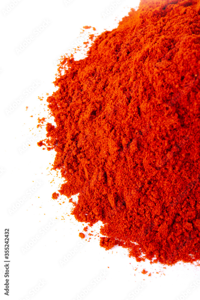 Sweet paprika powder in white natural spice Sweet paprika powder in white natural spice