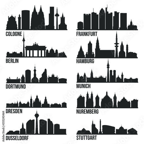 Germany Cities Most Famous Skyline City Silhouette Design Collection Set Pack