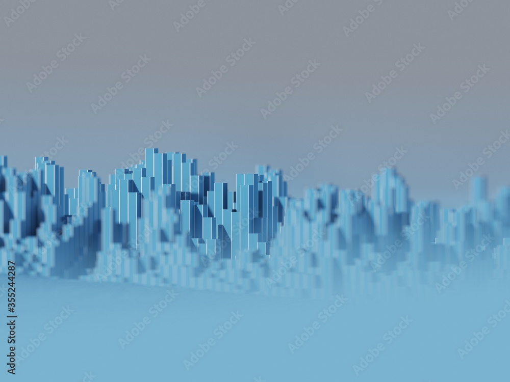 blue mountains voxels landscape computer generated illustration