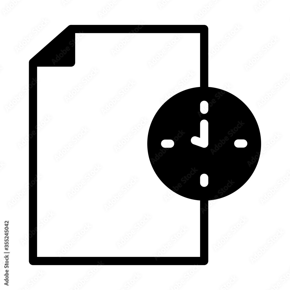document file and clock icon, silhouette style document file and clock icon, silhouette style