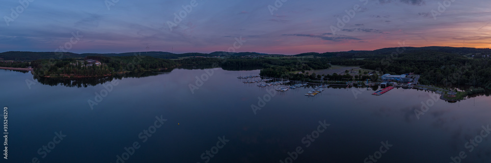 Panoramic view on the reservoir Bostalsee at Nohfelden in Germany.