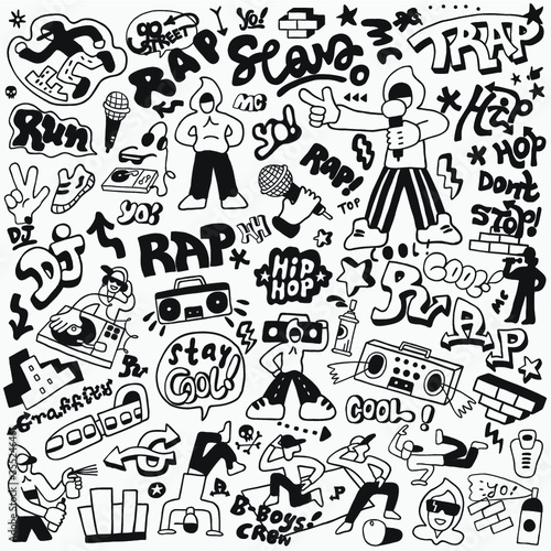 rap music doodle set