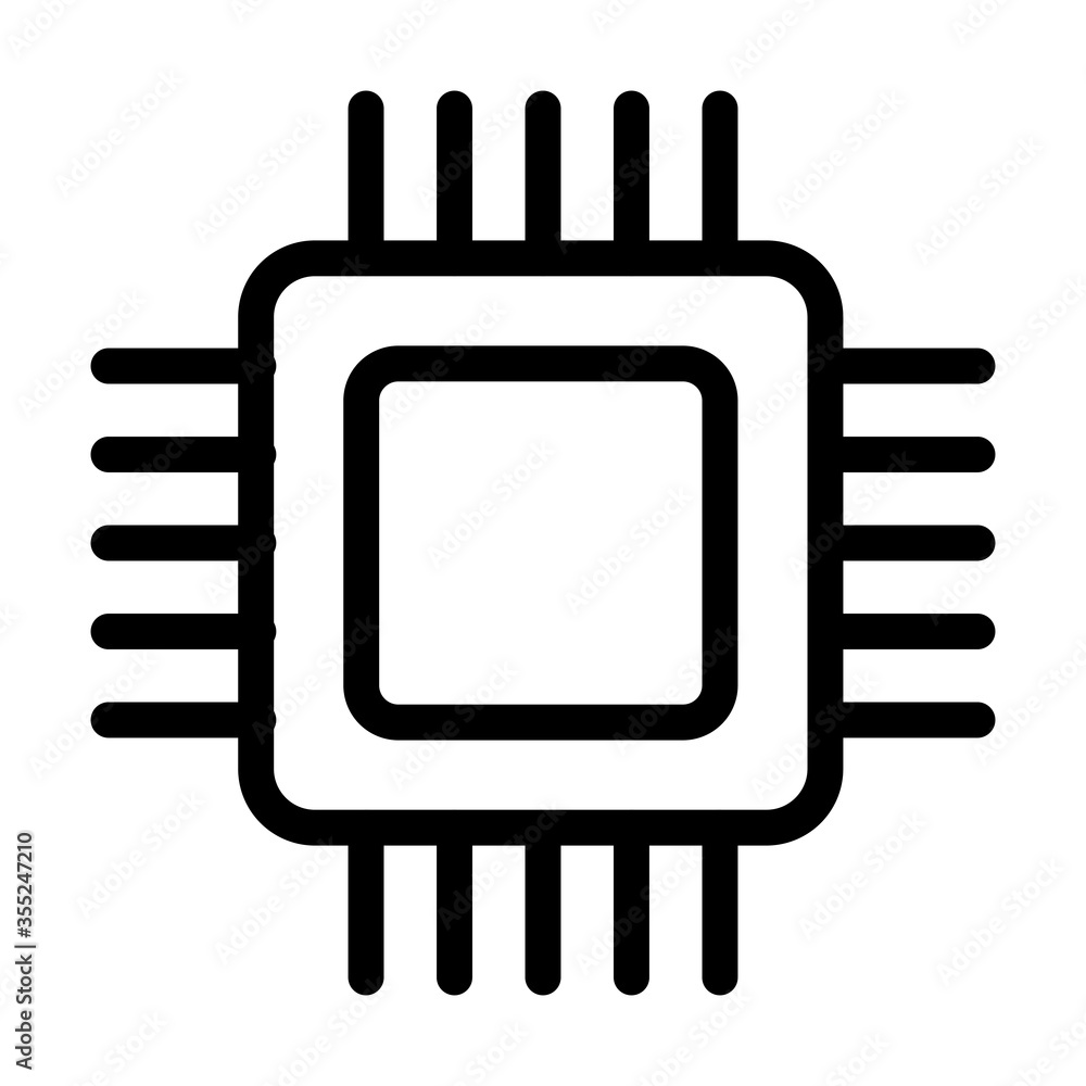processor chip icon, line style
