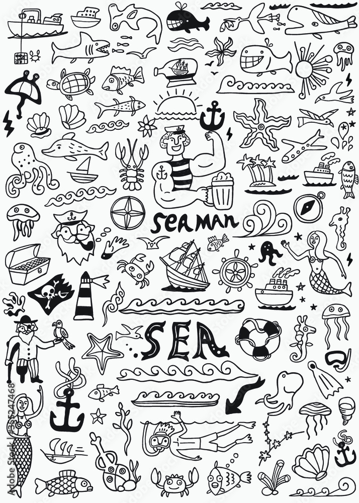 sea life doodle set