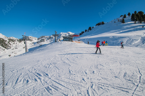 Ski slope on mountain Acherkogel in Oetztal
