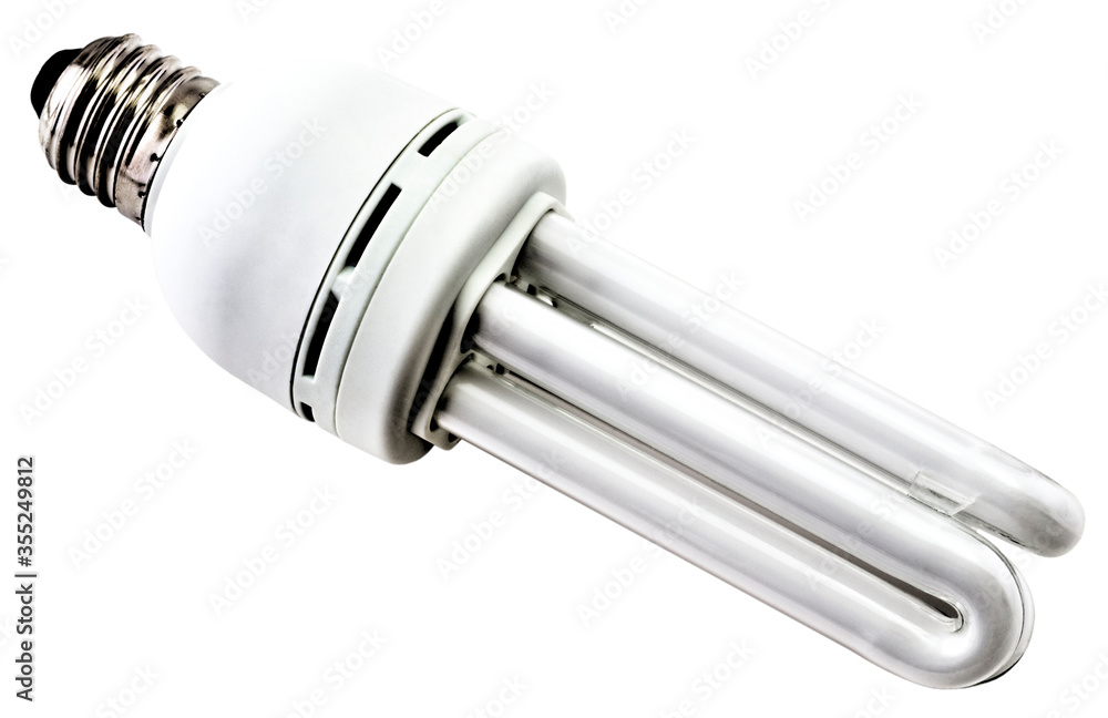 Energy saving bulb isolated on white background close up view Energy saving bulb isolated on white background close up view