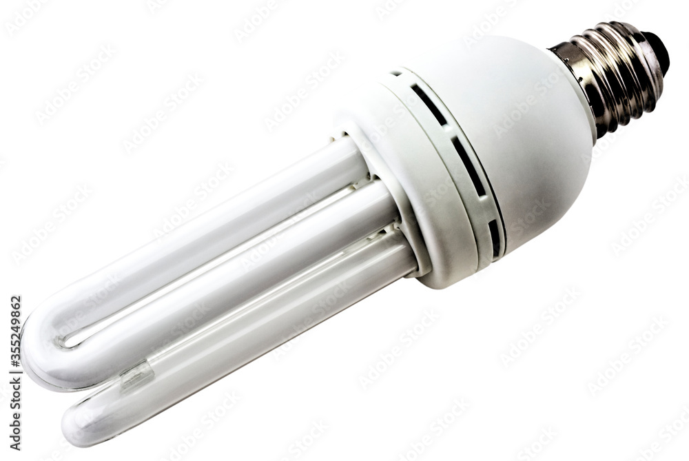 Energy saving bulb isolated on white background close up view Energy saving bulb isolated on white background close up view