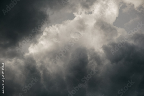 Background of dark clouds on a rainy day