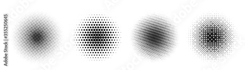 Set of halftone circle. Vector vintage gradient dots background. Abstract texture with black particles. photo