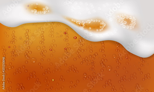 Cool liquid drink.Vector illustration of realistic light or dark beer.