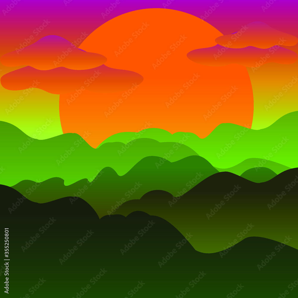 vector illustration of a sunset