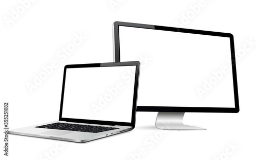 Responsive web design computer display with laptop isolated photo