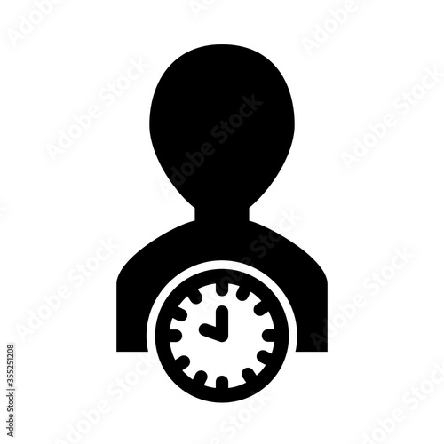 avatar person and clock icon, silhouette style