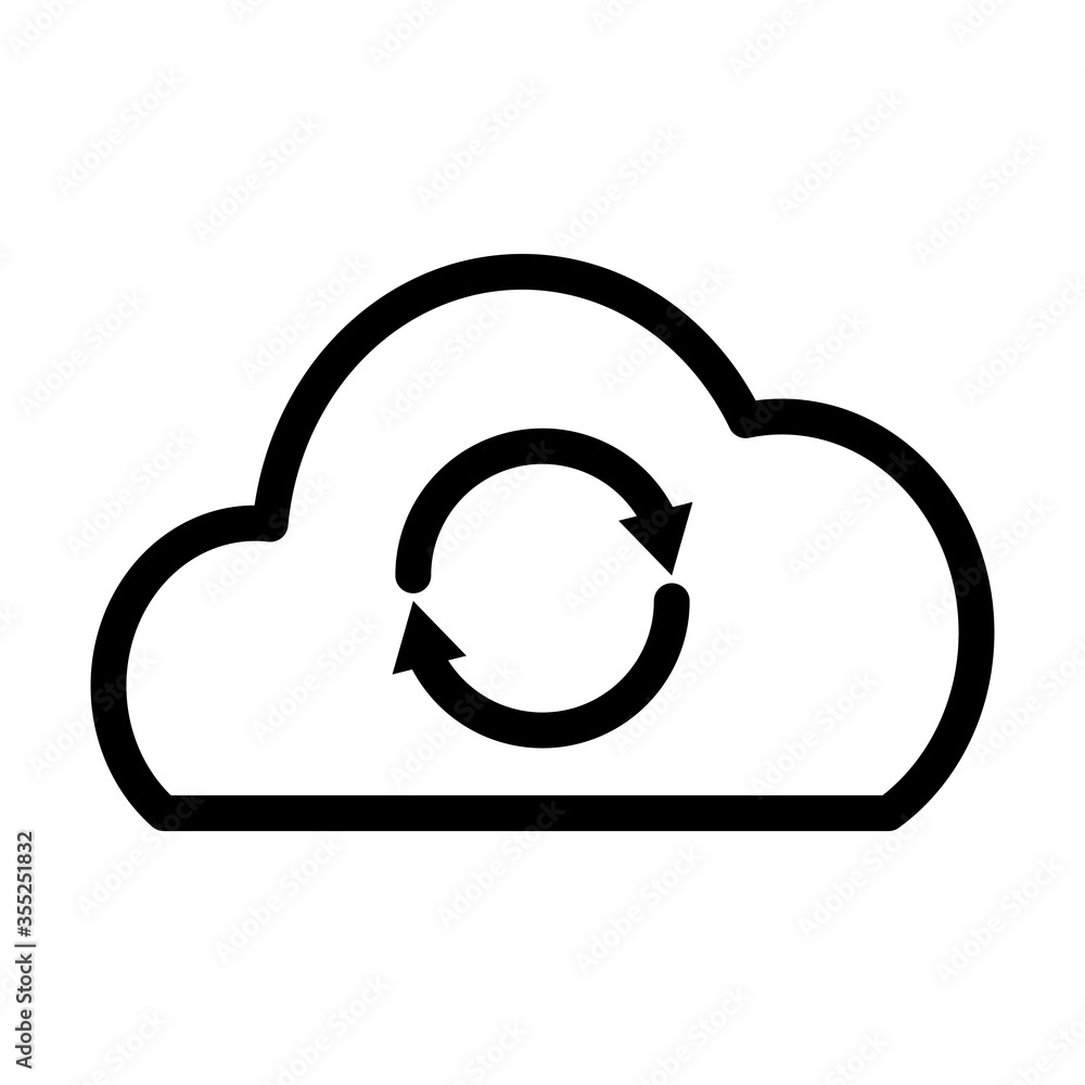 cloud storage with sync arrows icon, line style cloud storage with sync arrows icon, line style