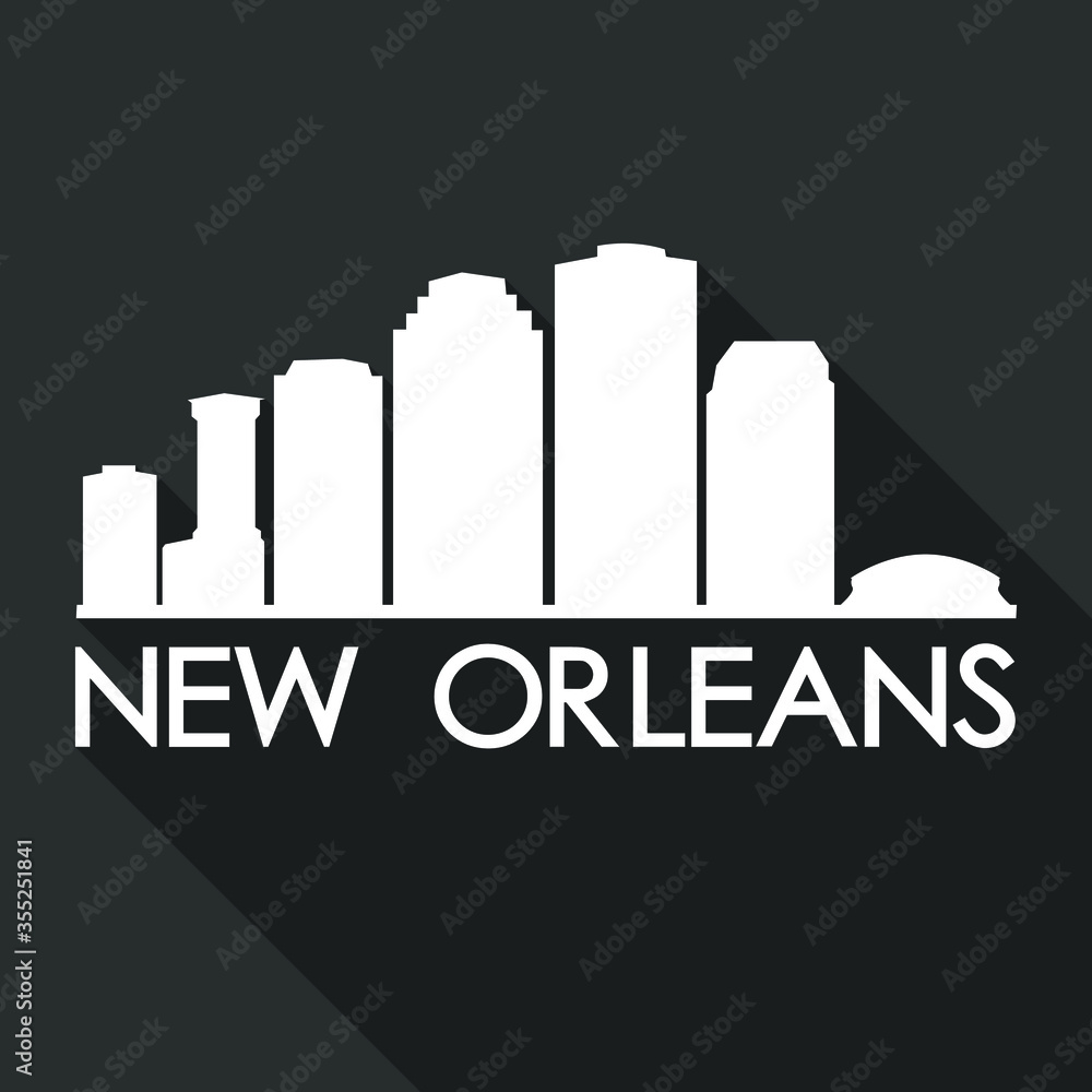 New Orleans Louisiana Flat Icon Skyline Silhouette Design City Vector Art Famous Buildings