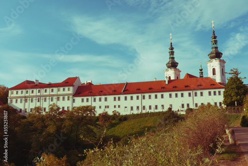 Strahov Monastery on a fall day. Autumn landscape.