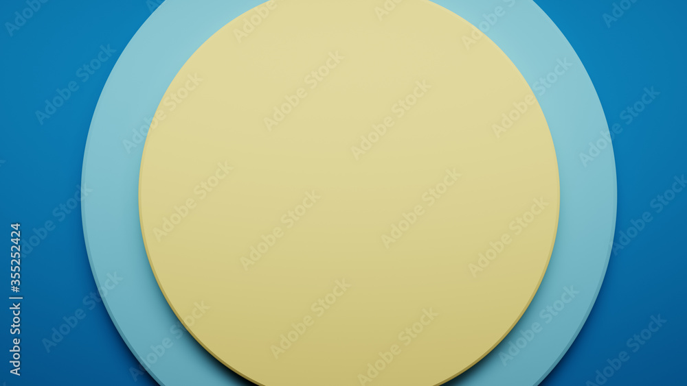blue and yellow colored circles, abstract background concept, 3D Illustration 