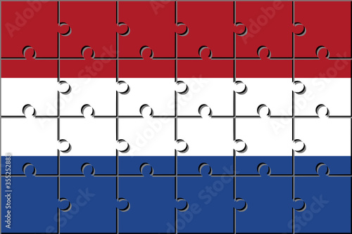netherlands flag made with jigsaw puzzle pieces