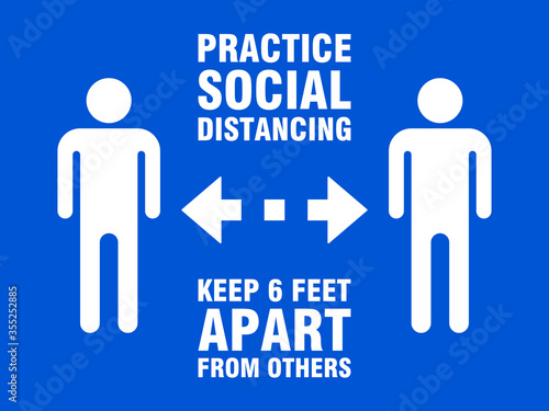 Practice Social Distancing Keep 6 Feet Apart from Others Horizontal Instruction Icon with an Aspect Ratio of 3:4. Vector Image.