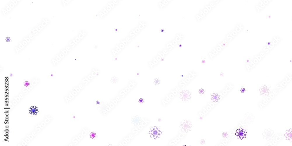 Light Pink vector doodle background with flowers.