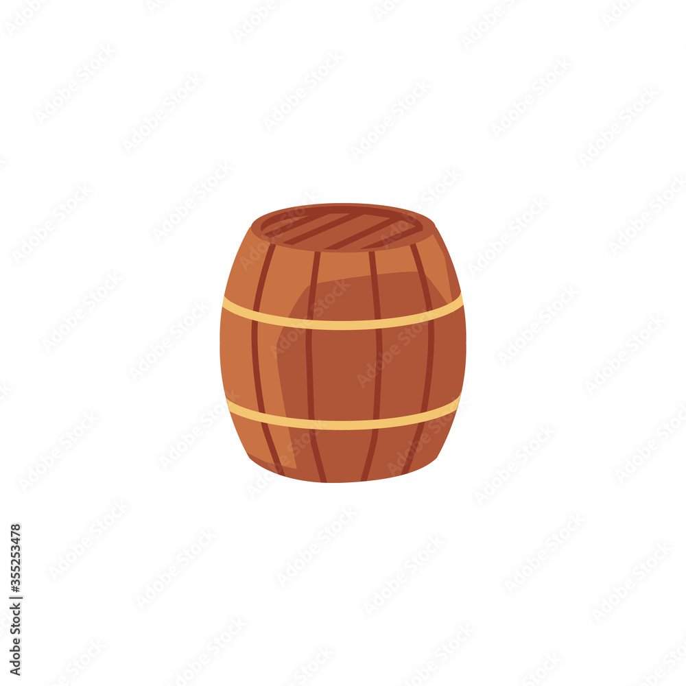 Wooden beer or wine barrel cartoon icon flat vector illustration isolated. Wooden beer or wine barrel cartoon icon flat vector illustration isolated.