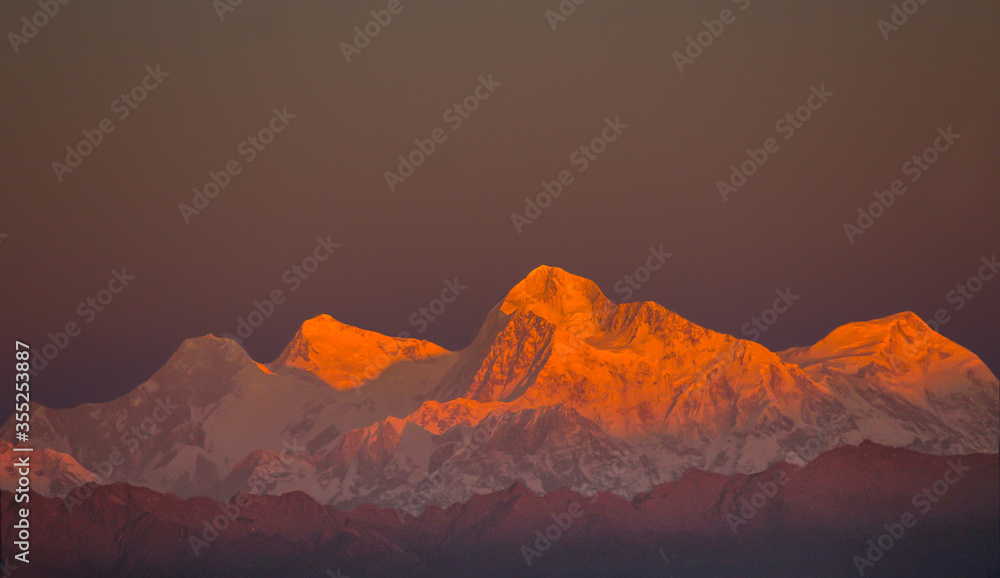 sunrise in the Everest with Lhotse Makali Chomo Lonzo