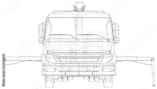 Tow truck vector. Isolated Wire-frame of breakdown lorry. Wire-frame line isolated. Vector rendering of 3d.