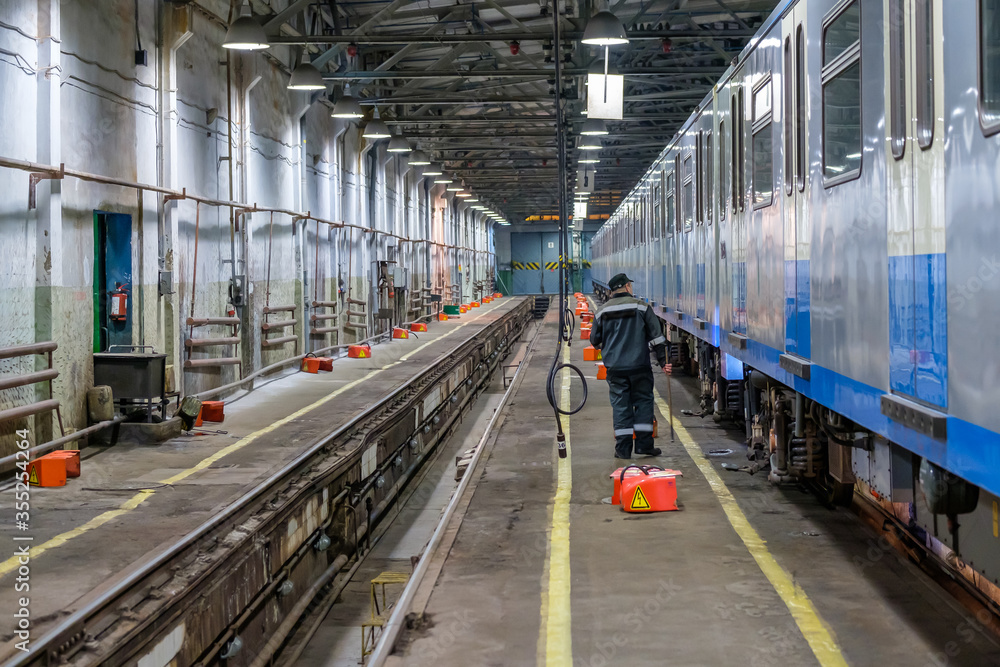 Subway train metro depot