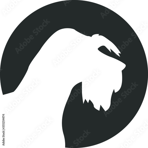 Schnauzer Dog Symbol Icon Round Flat Vector Art Design Color Circle 