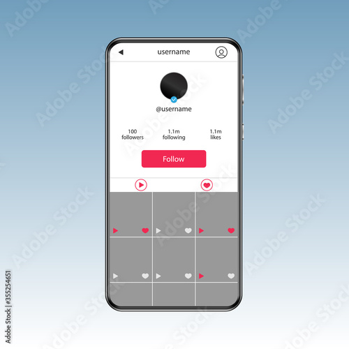 Social network media for making story, music video, blogging. Live streaming screen. The interface of the mobile application of social networks on the smartphone screen.