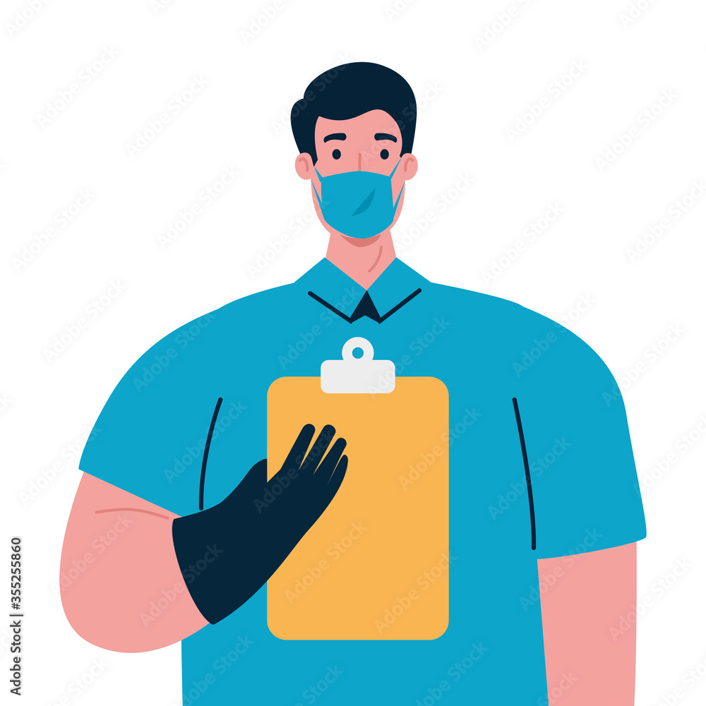 delivery man with mask and document vector design delivery man with mask and document vector design