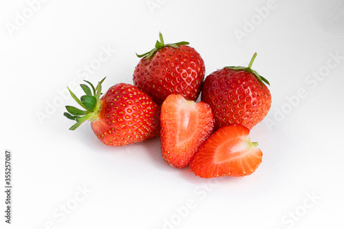red strawberries and chopped strawberries