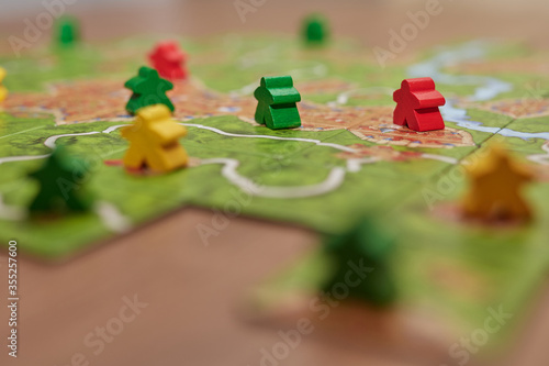carcassonne board game figures, with blurs photo