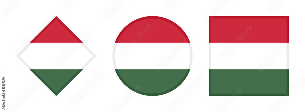 hungary flag icon set. isolated on white background hungary flag icon set. isolated on white background