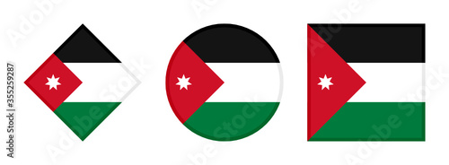 jordan flag icon set. isolated on white background 