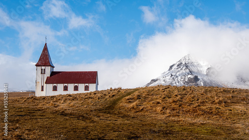 Hellnar church in Snaefellsnes peninsula of Western Iceland.