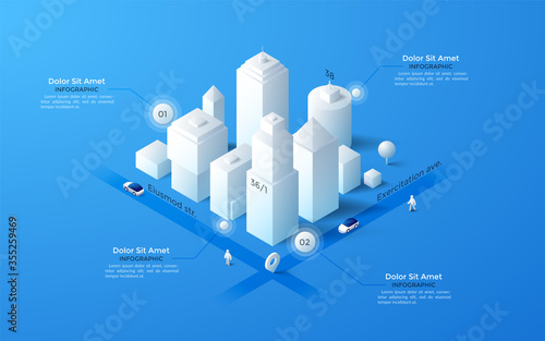 Vector isometric white city template