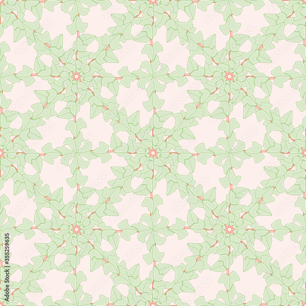 Fototapeta premium Ivy plant lattice pattern illustration. Hedera leaves seamless vector background.