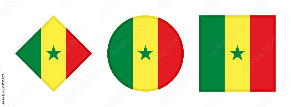 senegal flag icon set isolated on white background senegal flag icon set isolated on white background