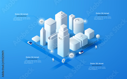 Vector isometric white city template