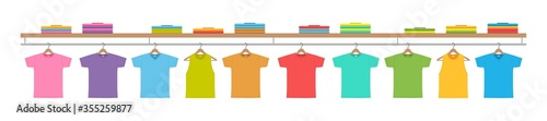 T-shirts on hanger. flat style. isolated on white background