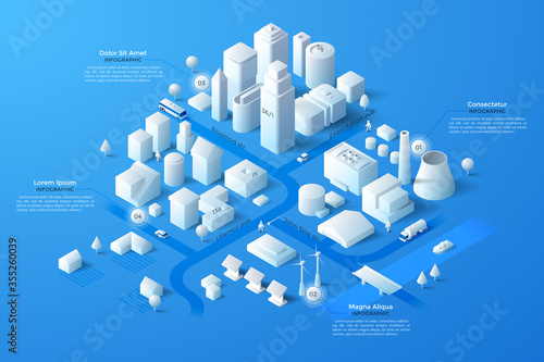 Vector isometric white city template