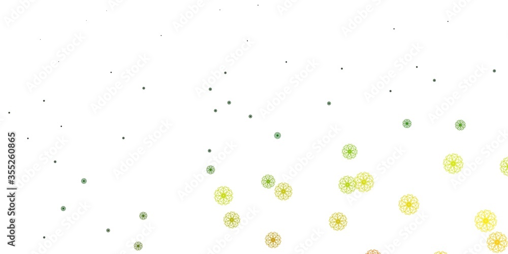 Light Green, Red vector doodle texture with flowers.