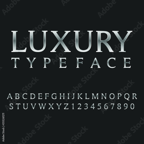 Typography Luxury Alphabet Style. Decorative Typeset Modern Font. Letters and Numbers Design Set.