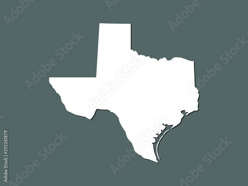 Texas vector map with single land area using white color on dark background illustration